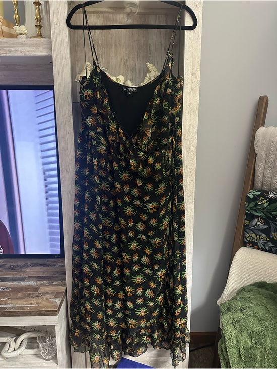 J. Crew Dresses & Skirts - J. Crew Black Maxi Slip Dress with Orange & Green Floral Motif